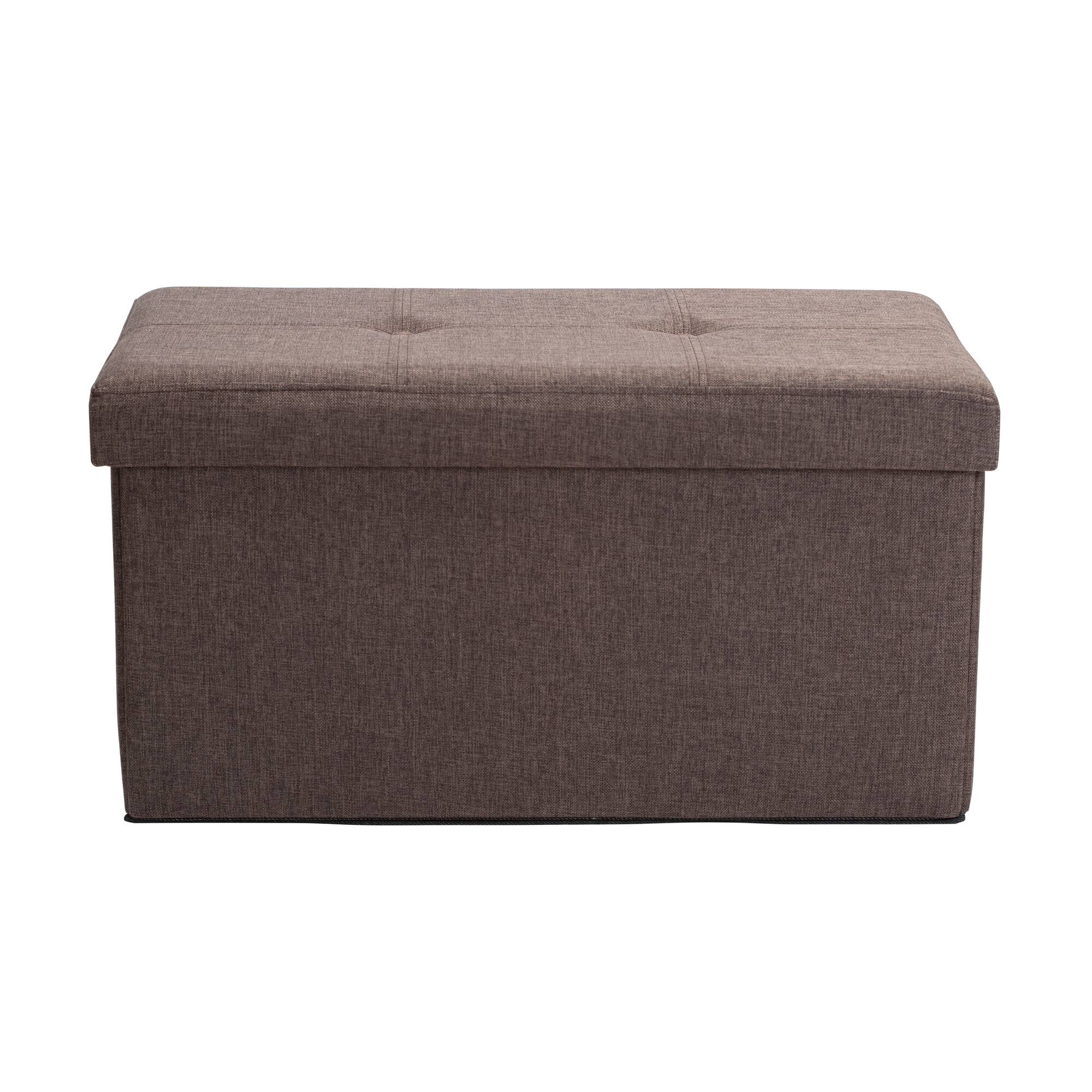Simplify 30" Faux Linen Double Folding Storage Ottoman